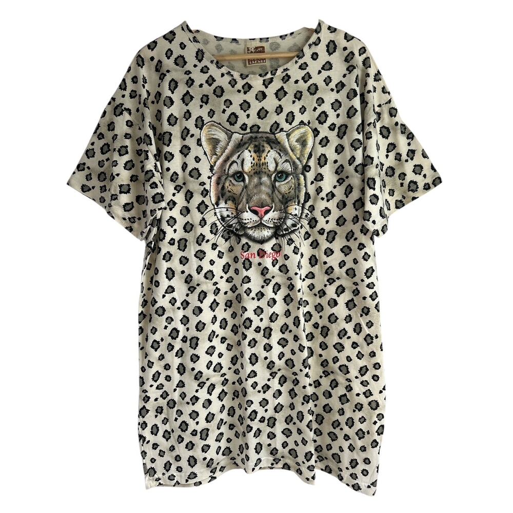 Vintage Jungle Joe’s Womens One Size Sleep Safari All Over‎ Print T Shirt Dress